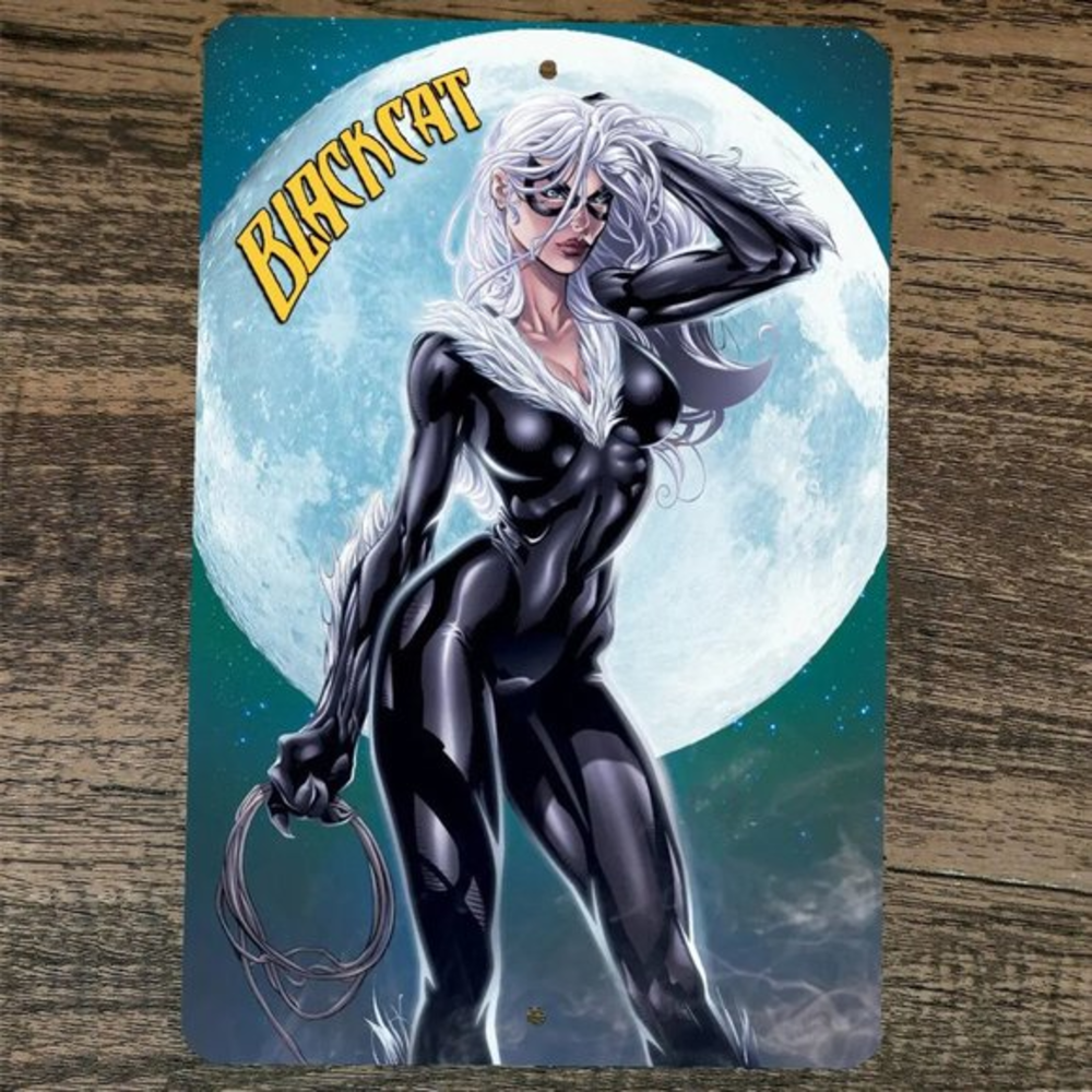 Black Cat 8x12 Metal Wall Sign Cartoon Comic Poster